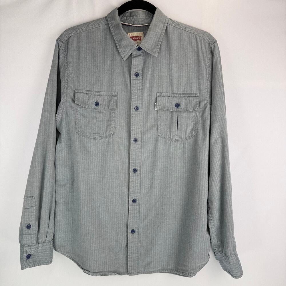 Levi's Modern Fit Herringbone Button Up Shirt Size M